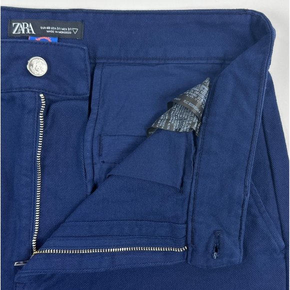 Zara Special Edition Capsule Mens 31 Dark Navy Blue Cotton Chino Pants Slacks - Picture 4 of 10